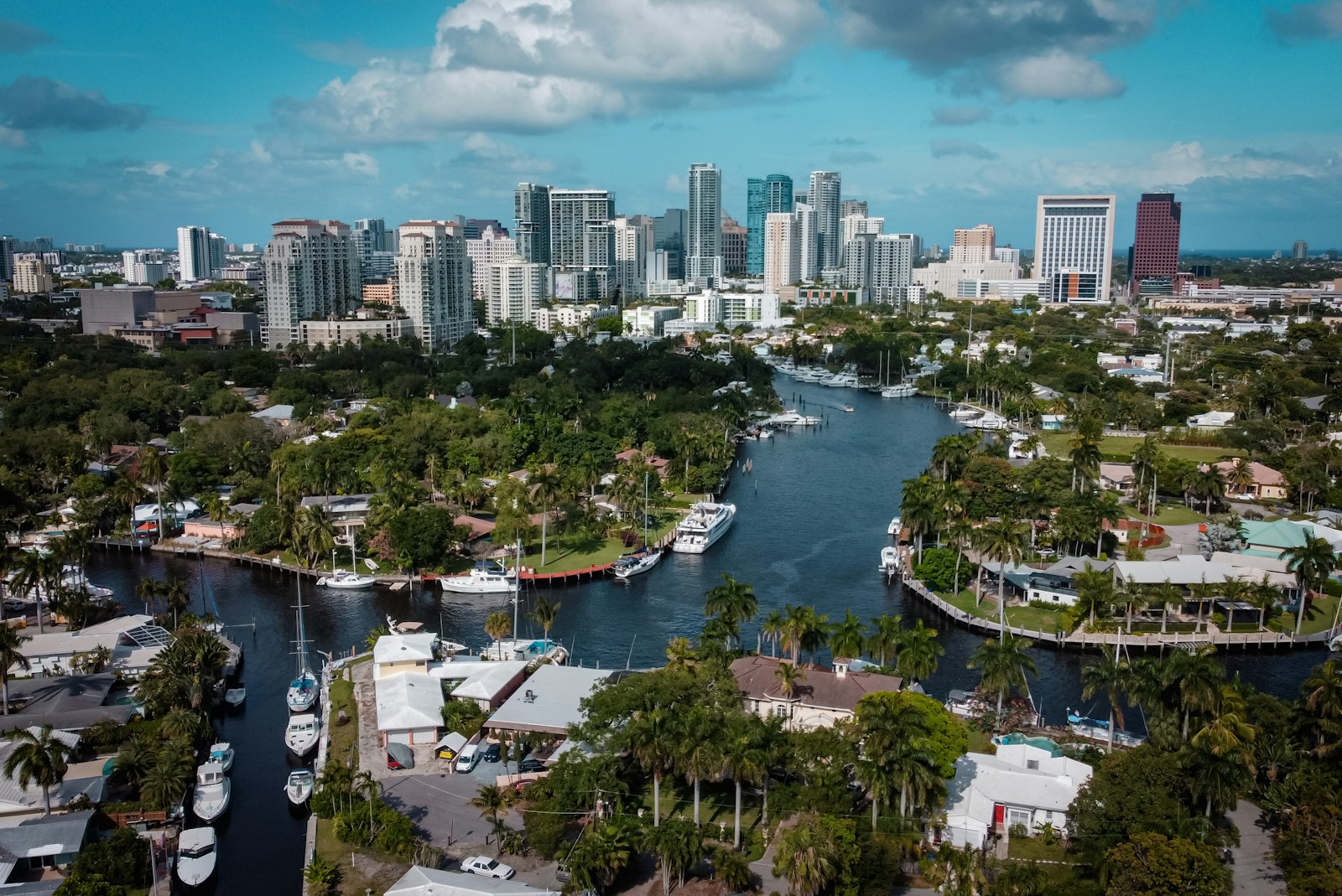 Fort Lauderdale skyline over the canals