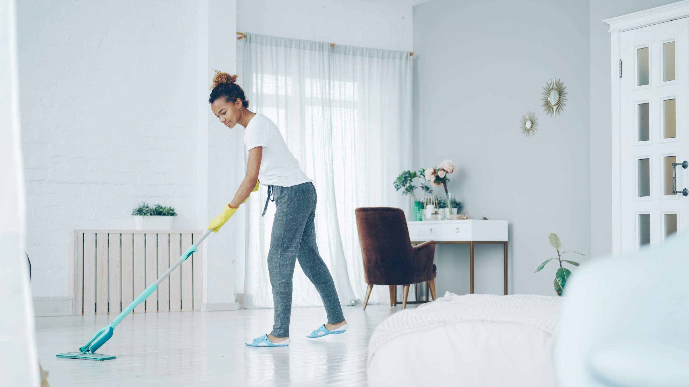 Professional cleaning services for a bright living room